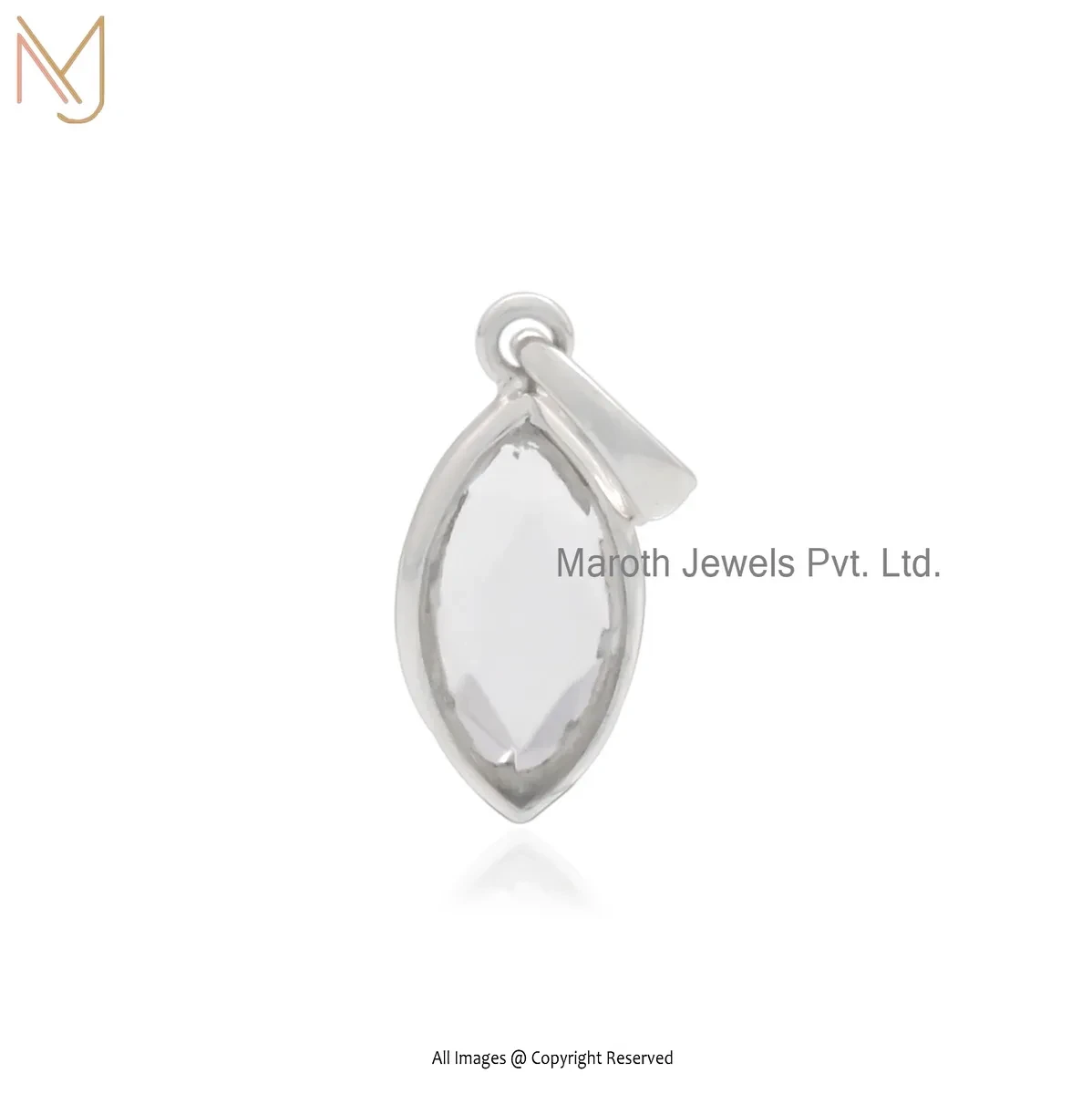 Wholesale 14K White Gold Clear Quartz Marquise Shape Pendant Jewelry