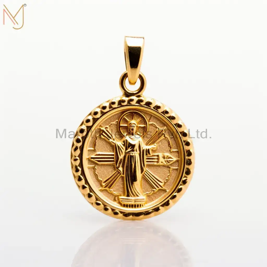 925 Sterling Silver Yellow Gold Plated Christian Spiritual Pendant Jewelry Supplier