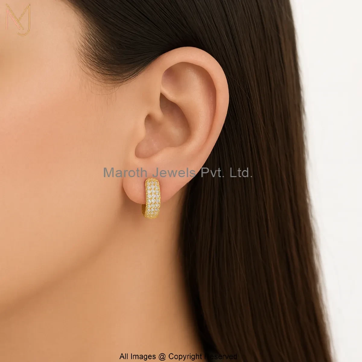 925 Silver Natural Silver Plated Cubic Zircon Diamond Huggie Hoop Earring Custom Jewelry