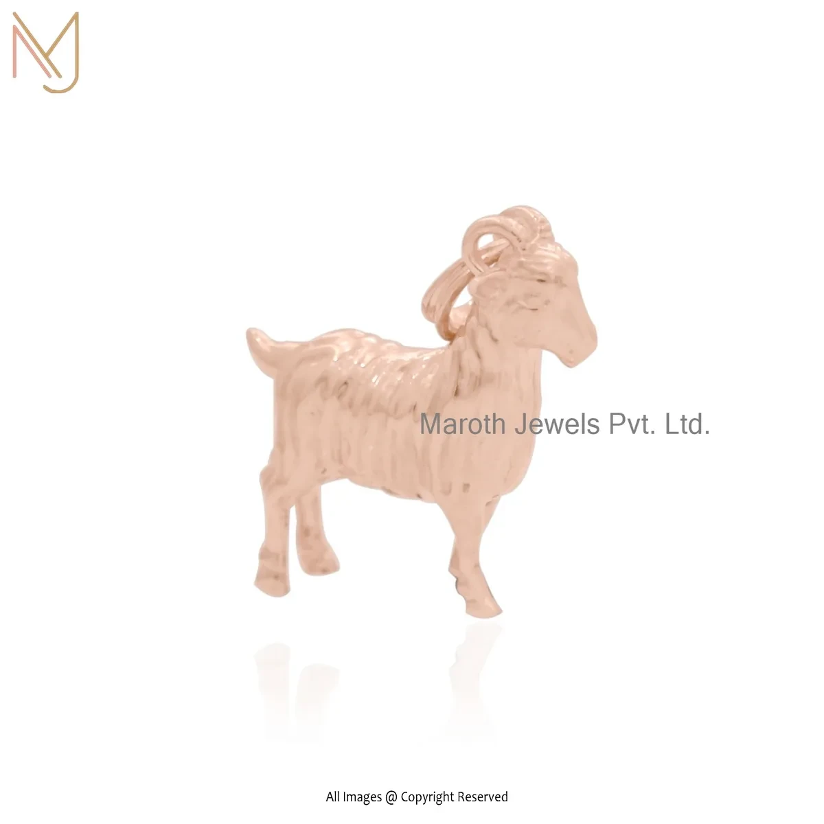 925 Silver Rose Gold Plated Goat Charm Pendant Custom Jewelry