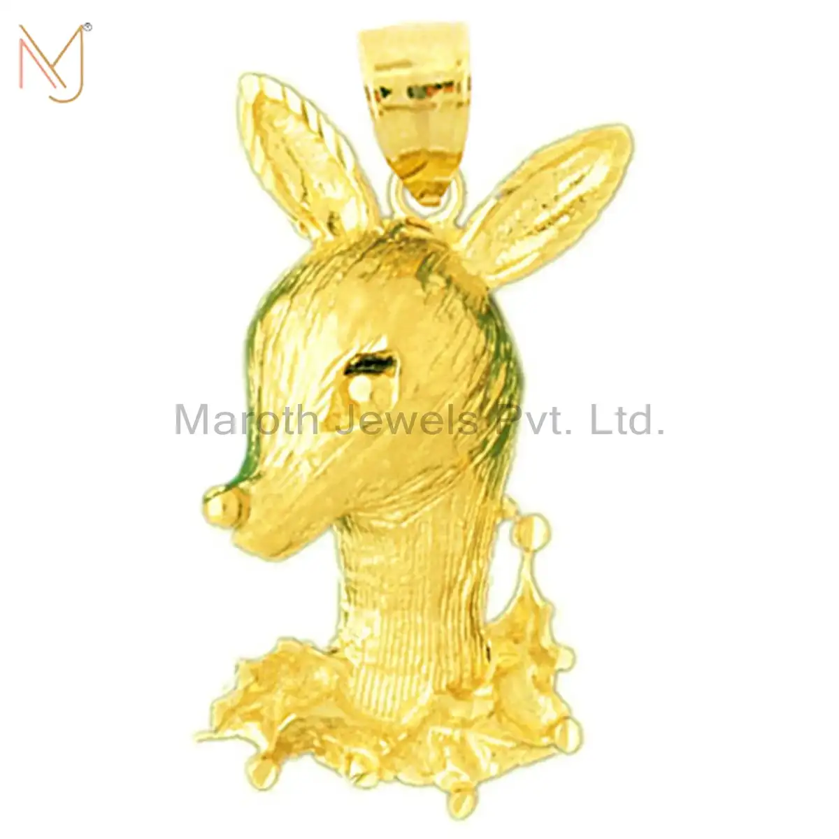 925 Sterling Silver Yellow Gold Plated Fawn Charm Pendant Custom Jewelry