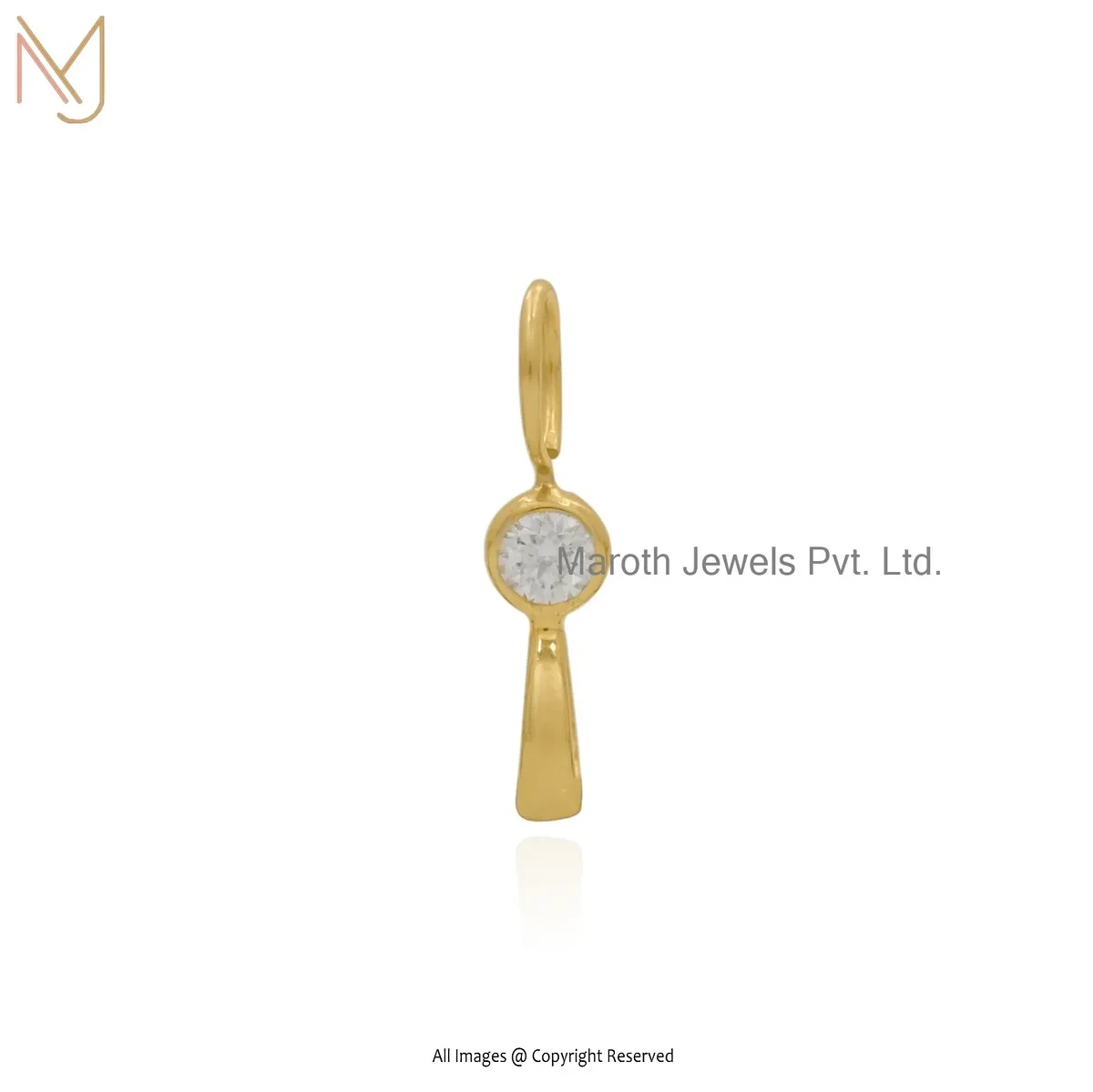 14K Yellow Gold Amethyst Loop Round Solitaire Pendant Manufacturer