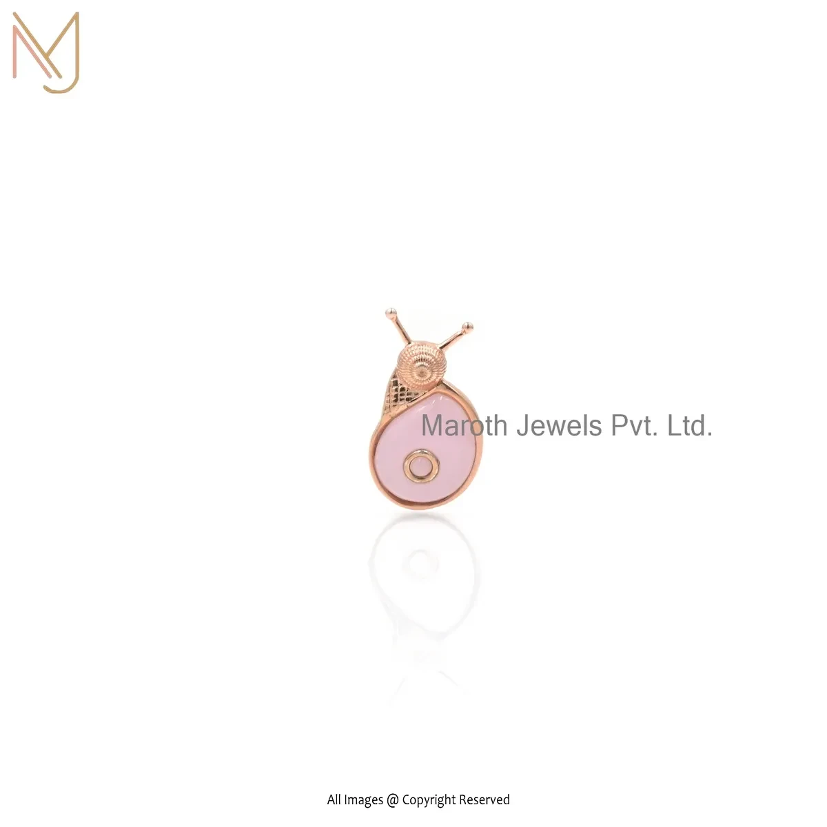 925 Silver Rose Gold Plated Rose Quartz Gemstone Snail Charm Pendant Custom Jewelry