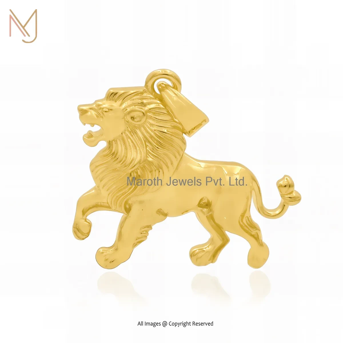 925 Silver Yellow Gold Plated Lion Charm Pendant Jewelry Supplier