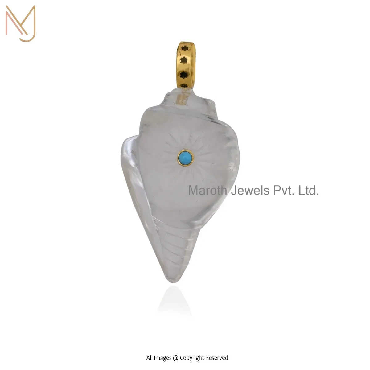 925 Silver Yellow Gold Plated Turqouise Shell Pendant Manufacturer