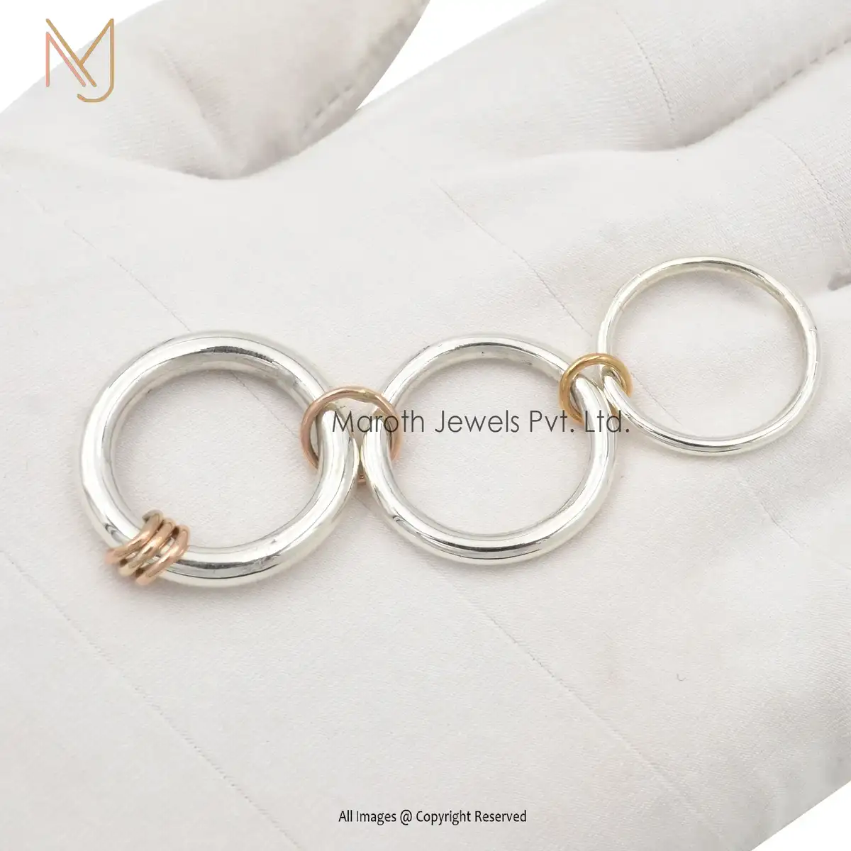 Wholesale 925 Silver Three Connector Band Jumpring Ring