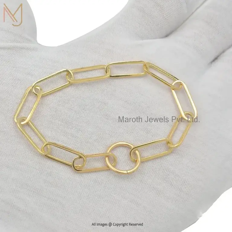14K Yellow Gold Paperclip Chain Bracelet Jewelry Supplier