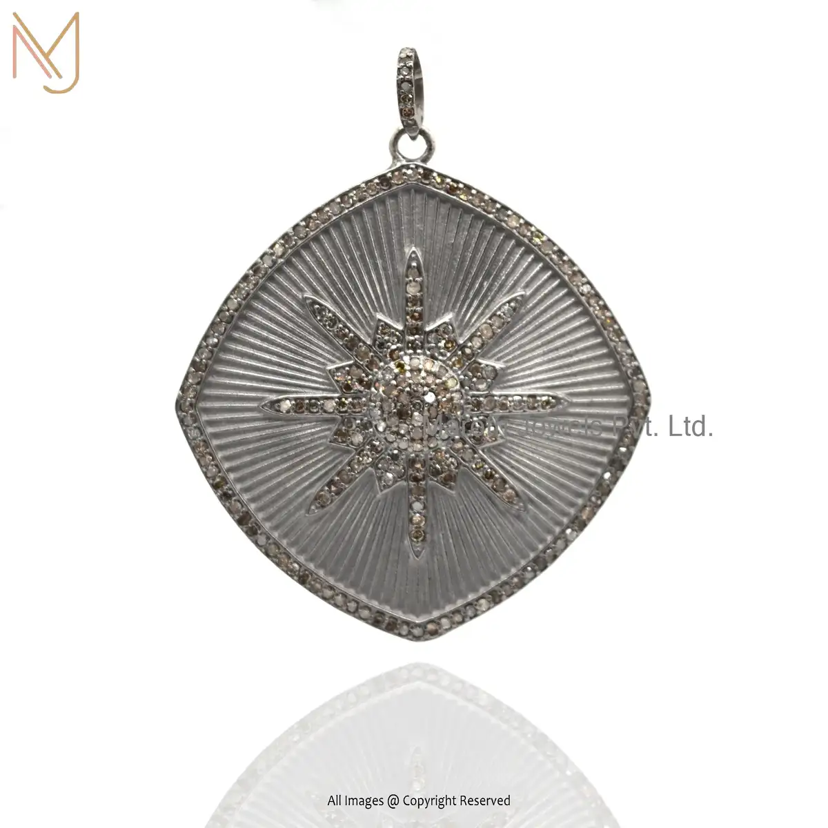 925 Silver Black Rhodium Plated Pave Diamond Designer Pendant Jewelry USA