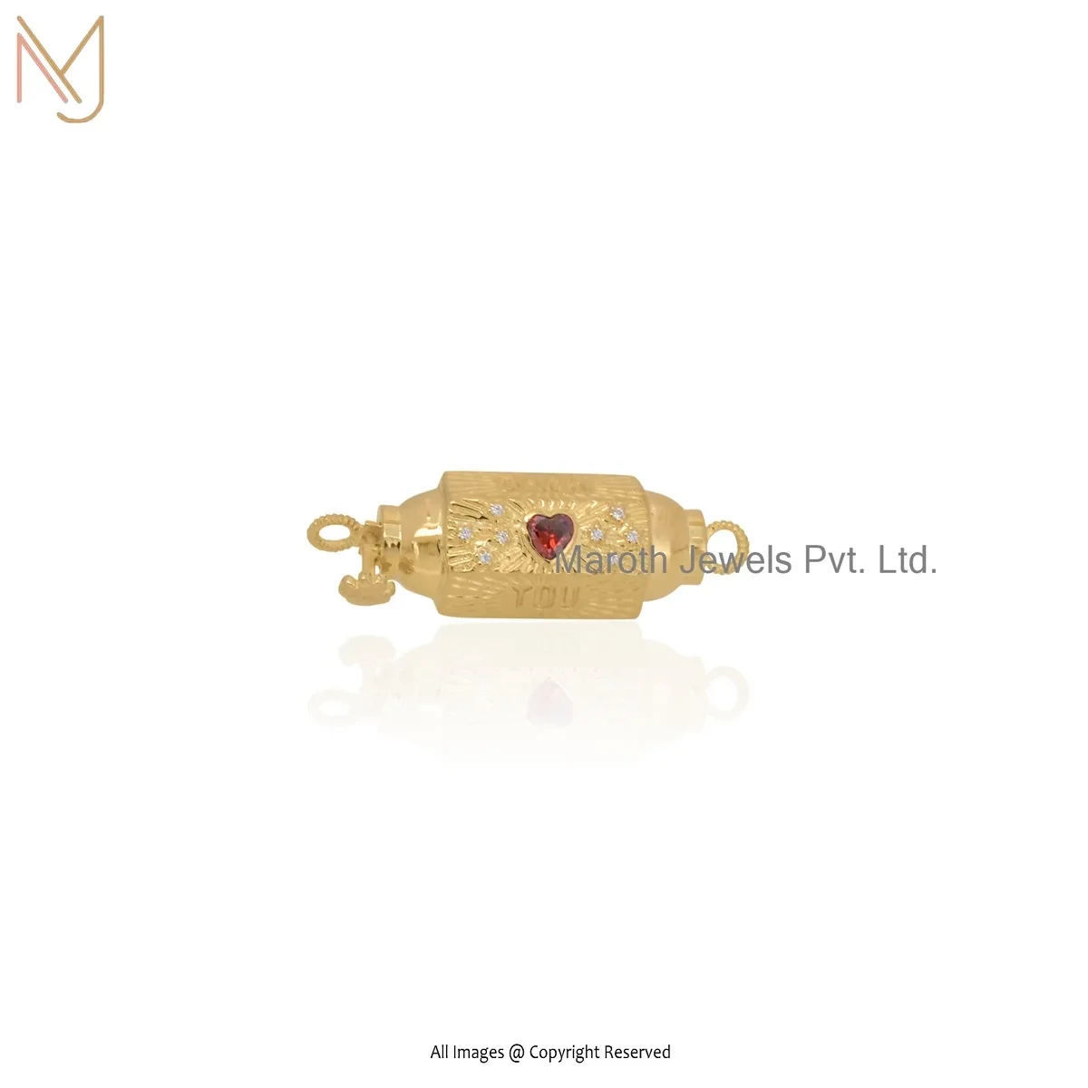 925 Silver Yellow Gold Plated Cubic Zircon Amulet Pendant Manufacturer