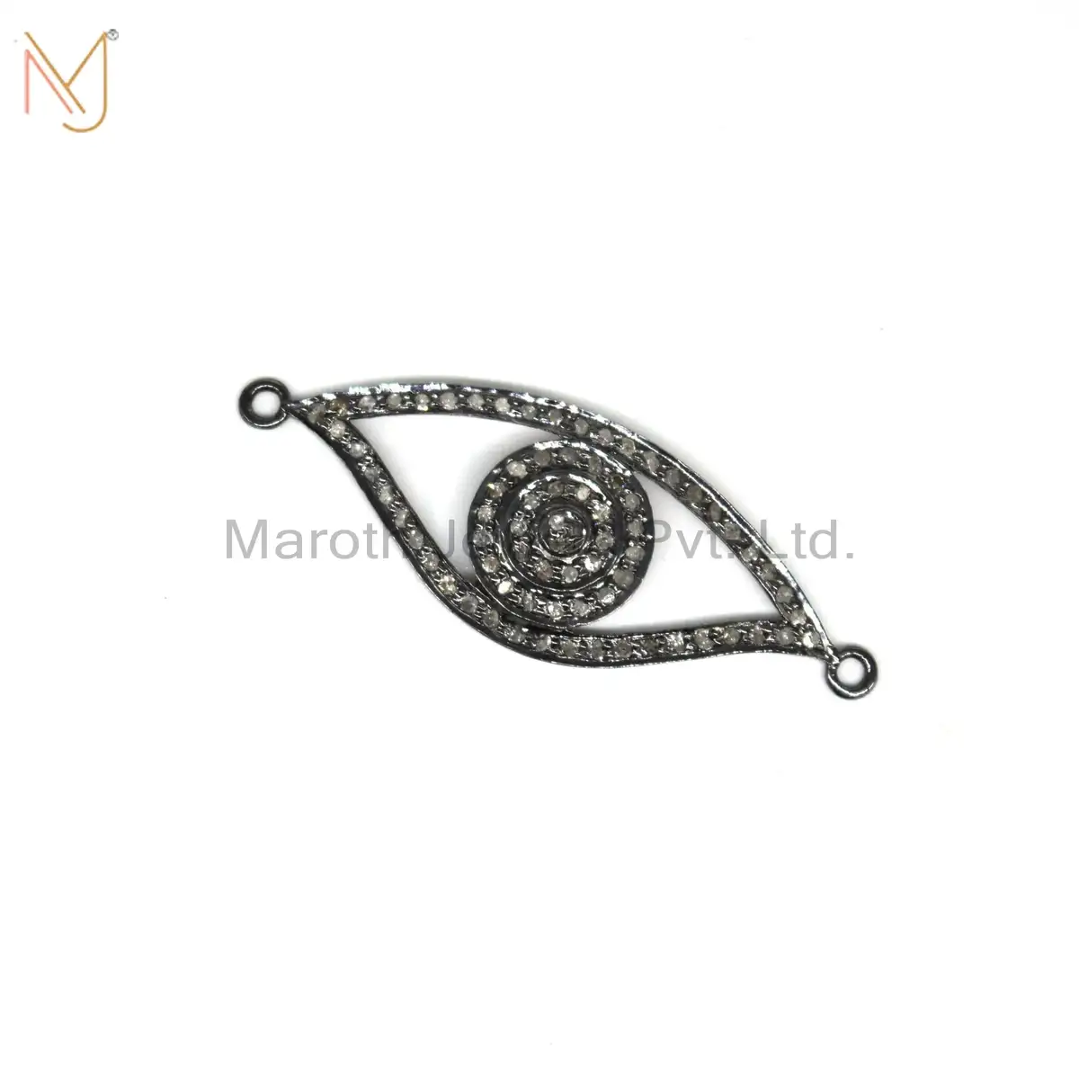 Private Lable 925 Silver Rhodium Pave Diamond Evil Eye Charm Pendant Jewelry