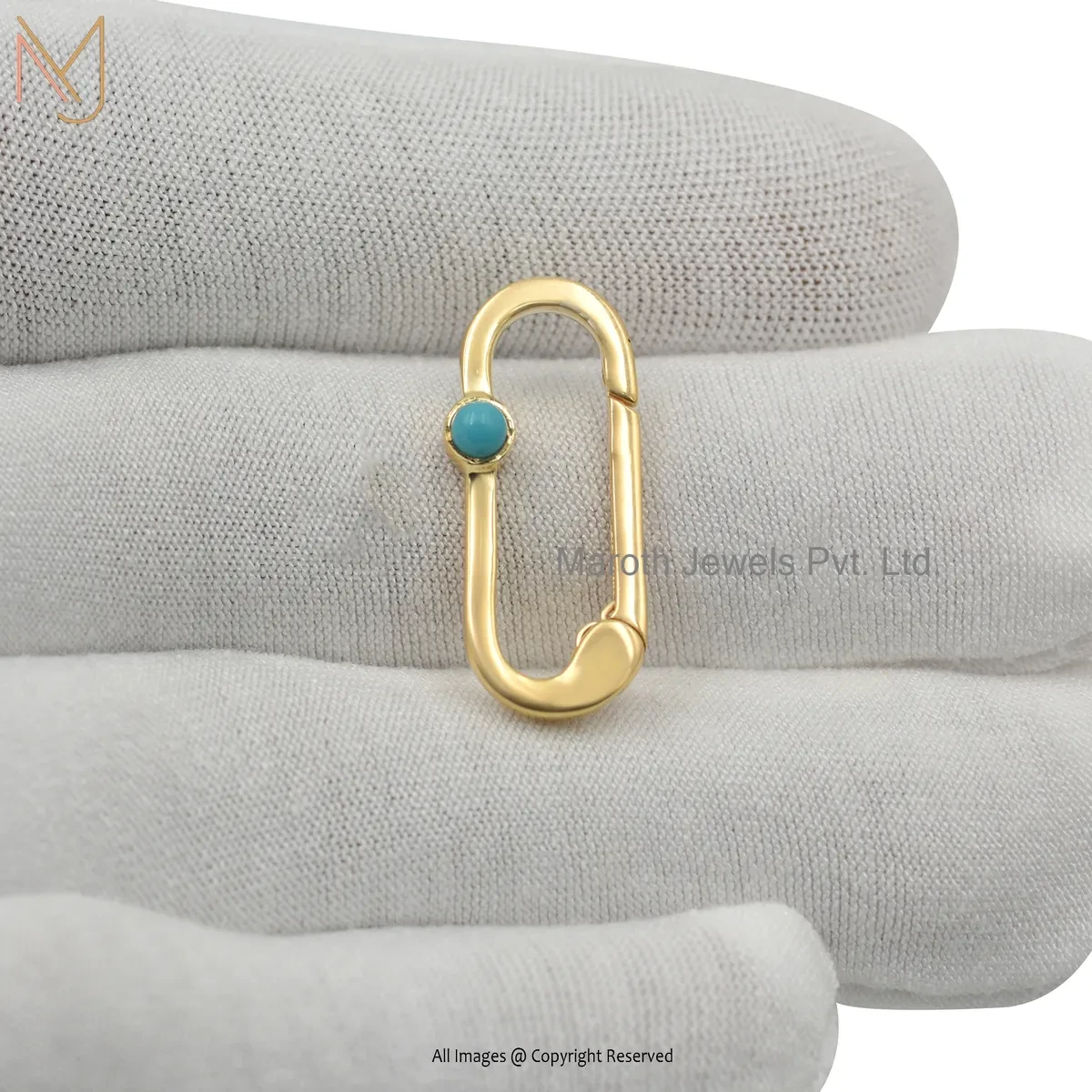 14K Yellow Gold Moissanite Enhancer Oval Link Lock Custom Jewelry