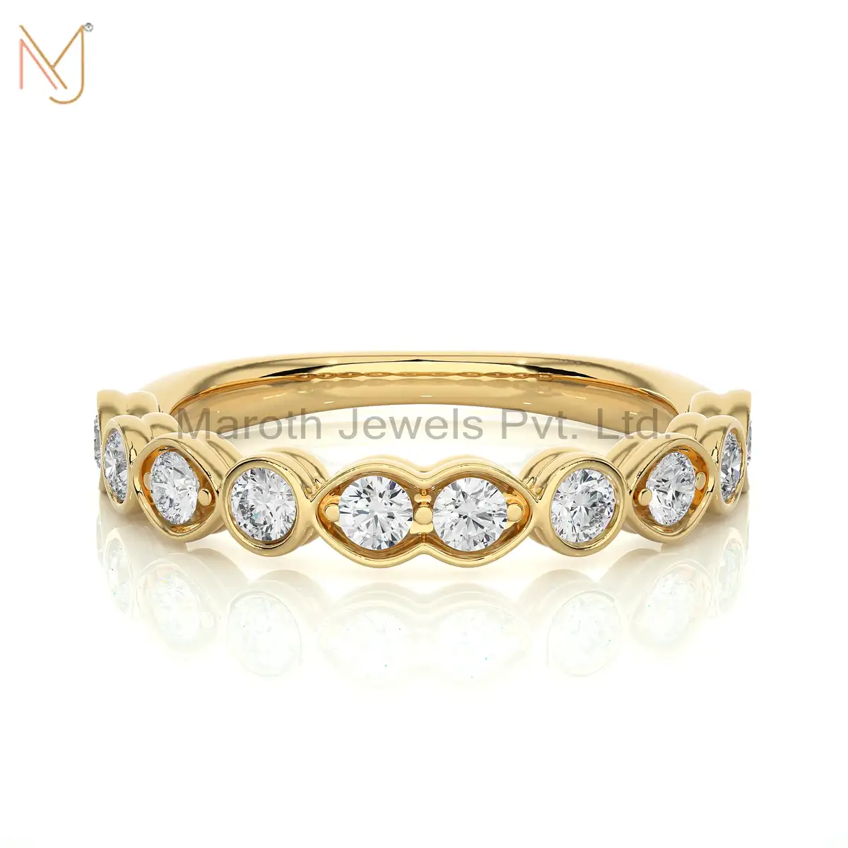 925 Silver Yellow Gold Plated Moissanite &  Diamond Round Ring Manufacturer