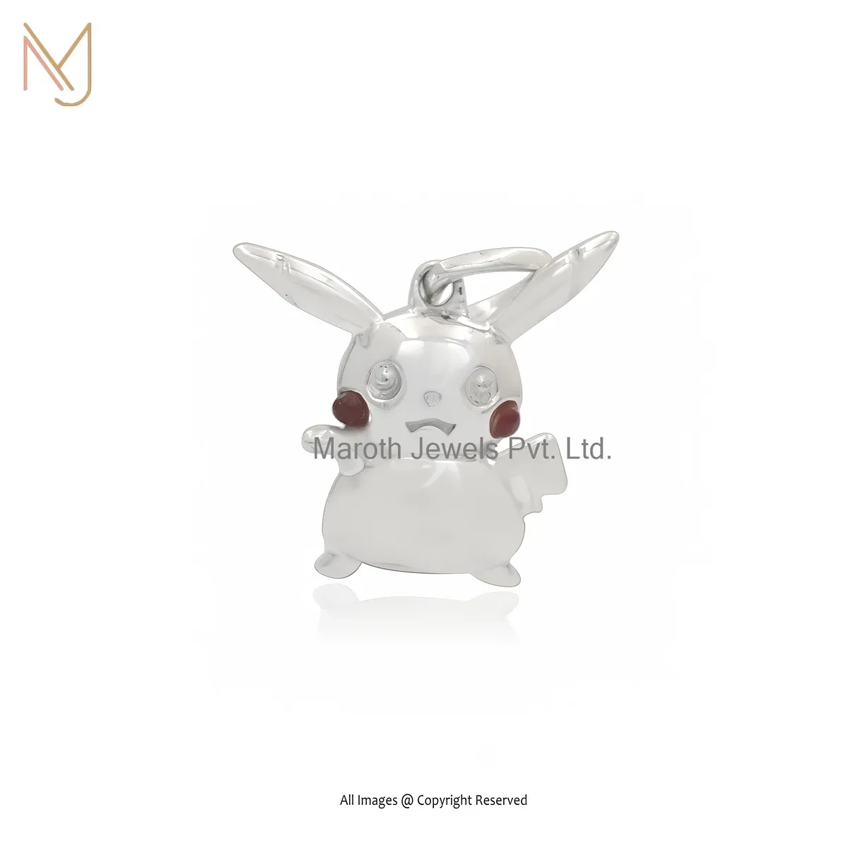 925 Silver Natural Silver Plated Garnet Pikachu Charm Pendant Manufacturer