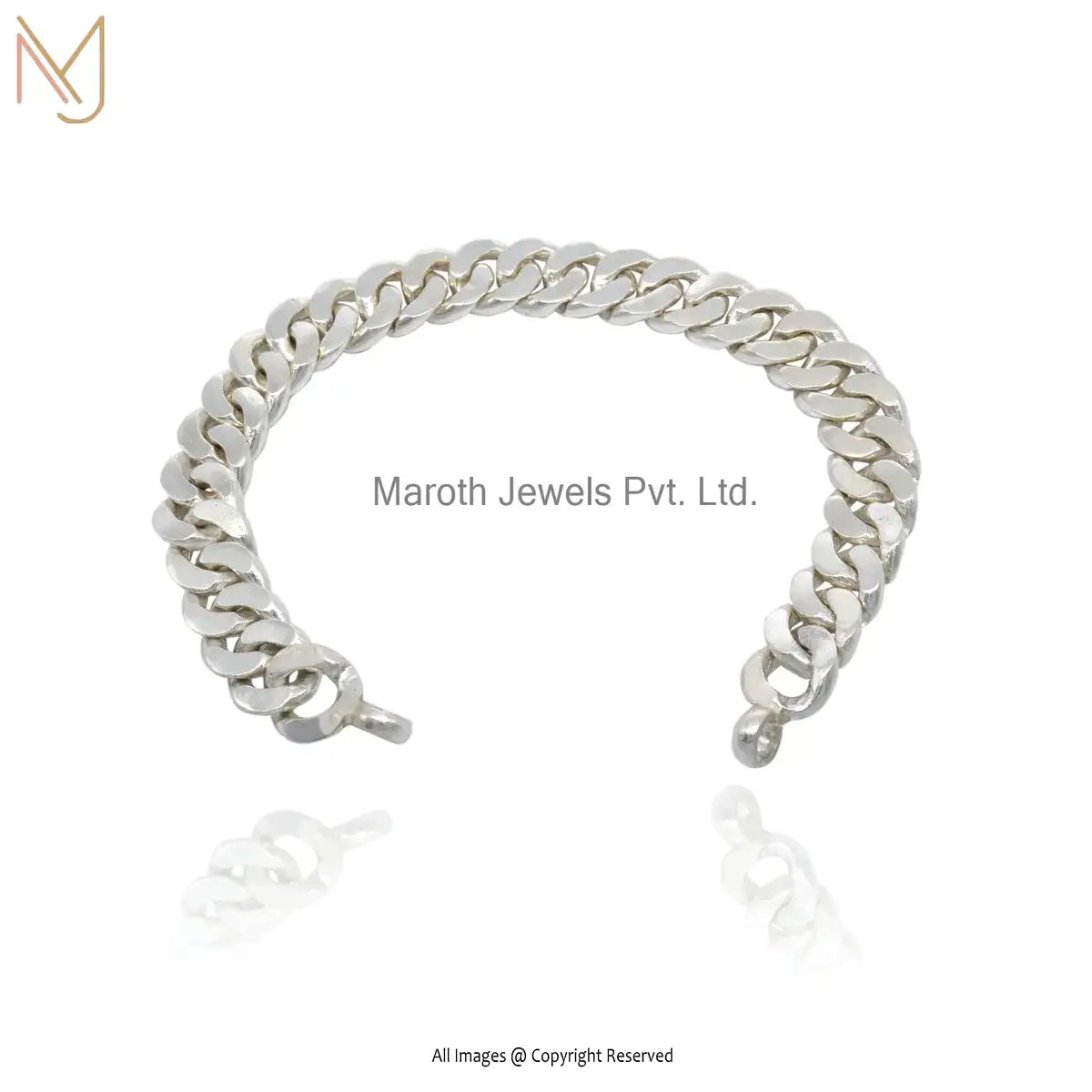 925 Sterling Silver Natural Silver Curb Chain Bracelet Jewelry Supplier