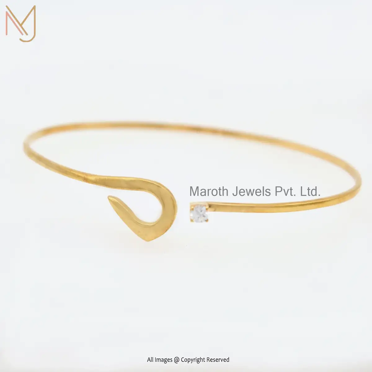 14K Yellow Gold Cubic Zircon Hook Bracelet Jewelry Manufacturer