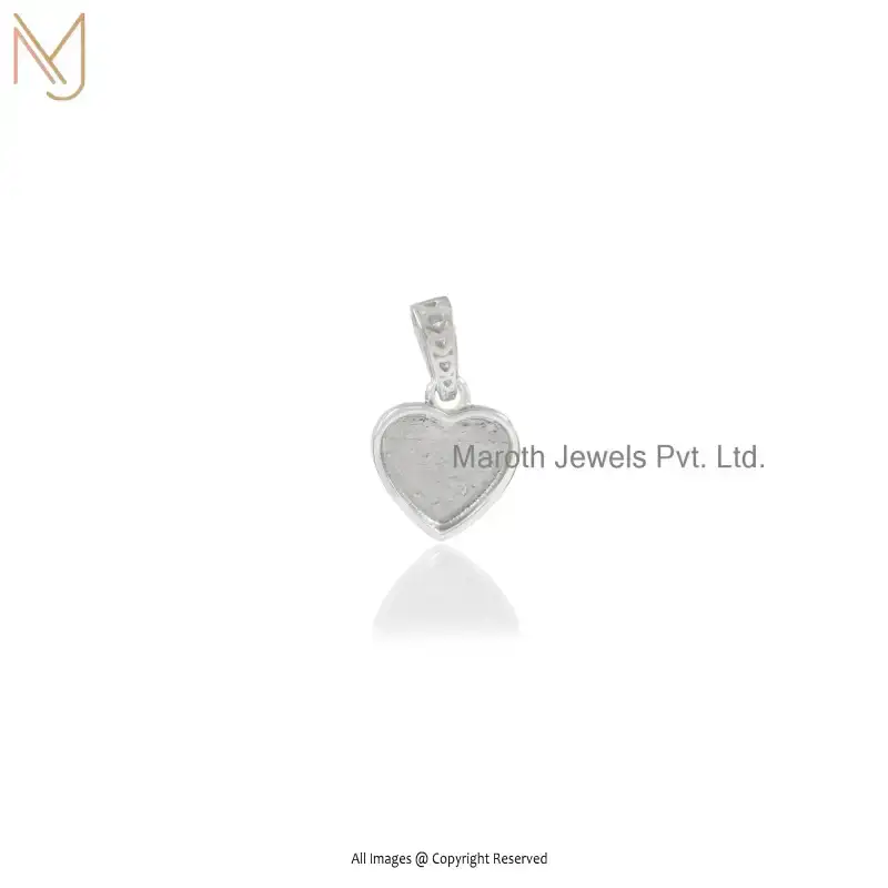 925 Sterling Silver Natural Silver Plated Heart Bezel Pendant Manufacturer