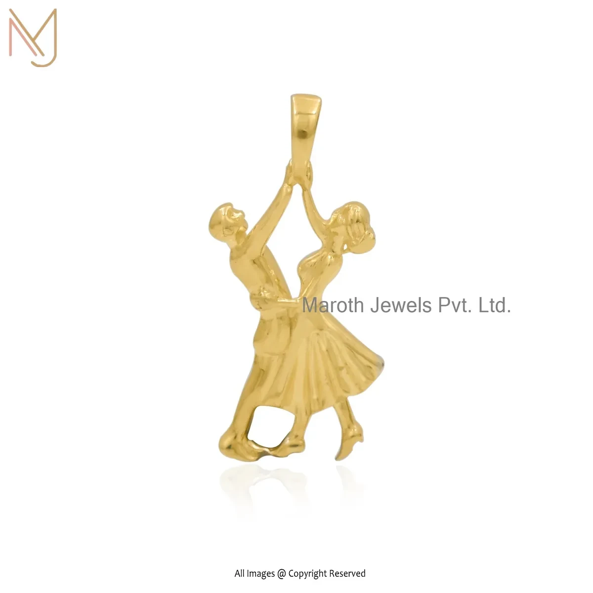 14K Yellow Gold Couple Charm Pendant Jewelry Supplier