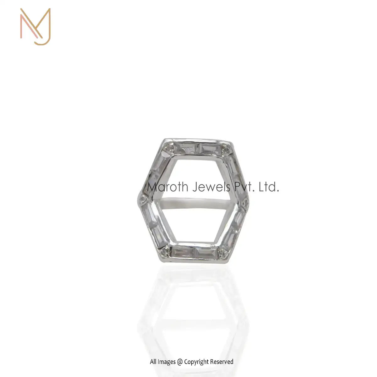 925 Silver White Topaz Baguettes Ring Handmade Jewelry Manufacturer