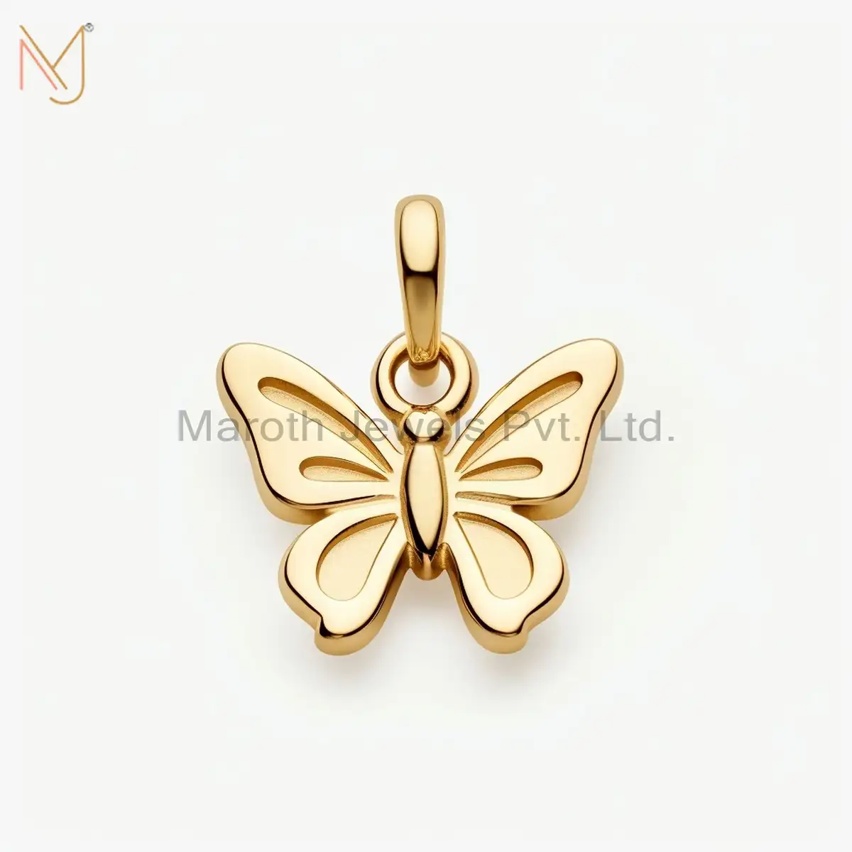 925 Silver Yellow Gold Butterflly Charm Pendant Custom Jewelry