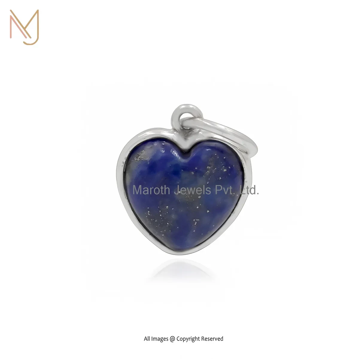 14K White Gold Lapiz Lazuli Heart Pendant Manufacturer