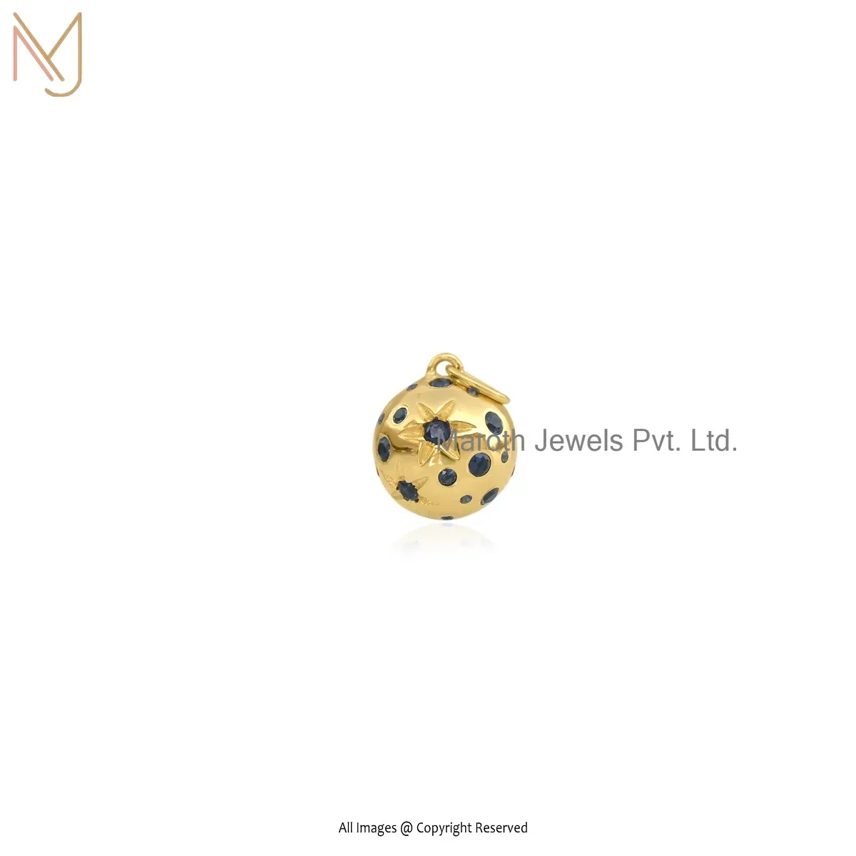 14K Yellow Gold Diamond Star Ball Pendant Manufacturer
