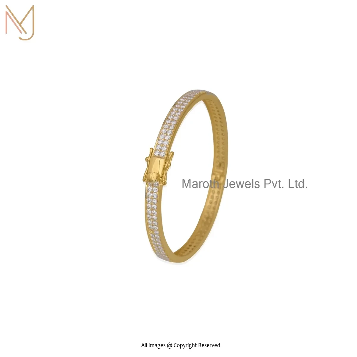 Wholesale 14K Yellow Gold Moissanite & Diamond Bangle Jewelry