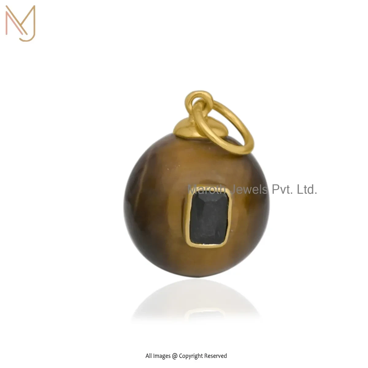 925 Silver Yellow Gold Plated Cubic Zircon & Turquoise Ball Pendant Manufacturer