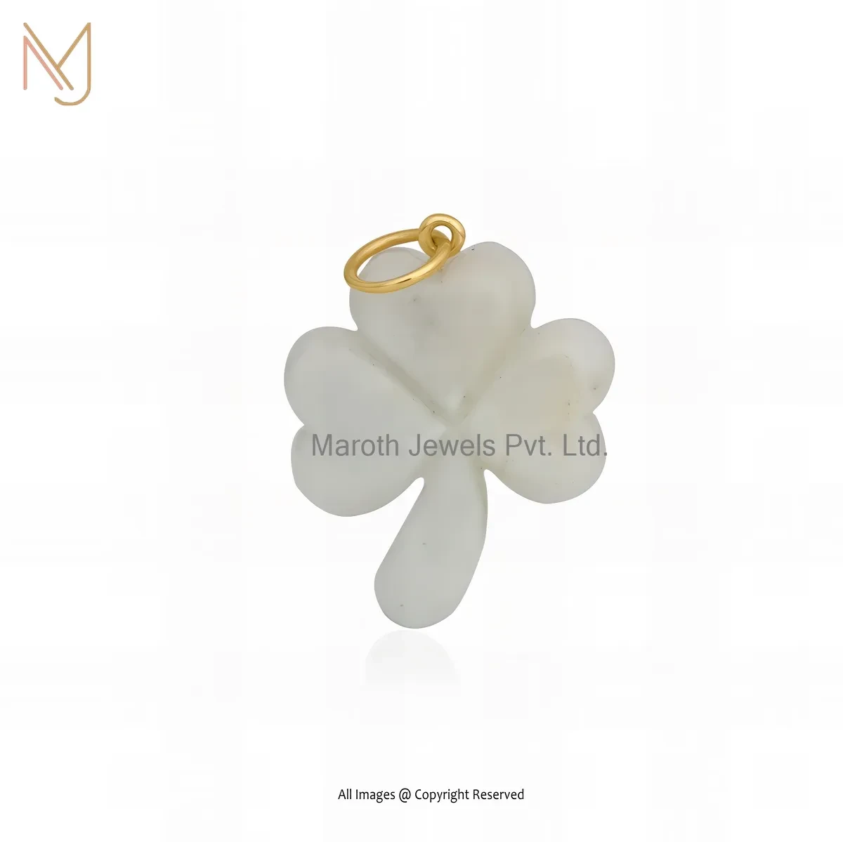 925 Silver Yellow Gold Plated Malachite Gemstone Leaf Clover Pendant Jewelry Supplier