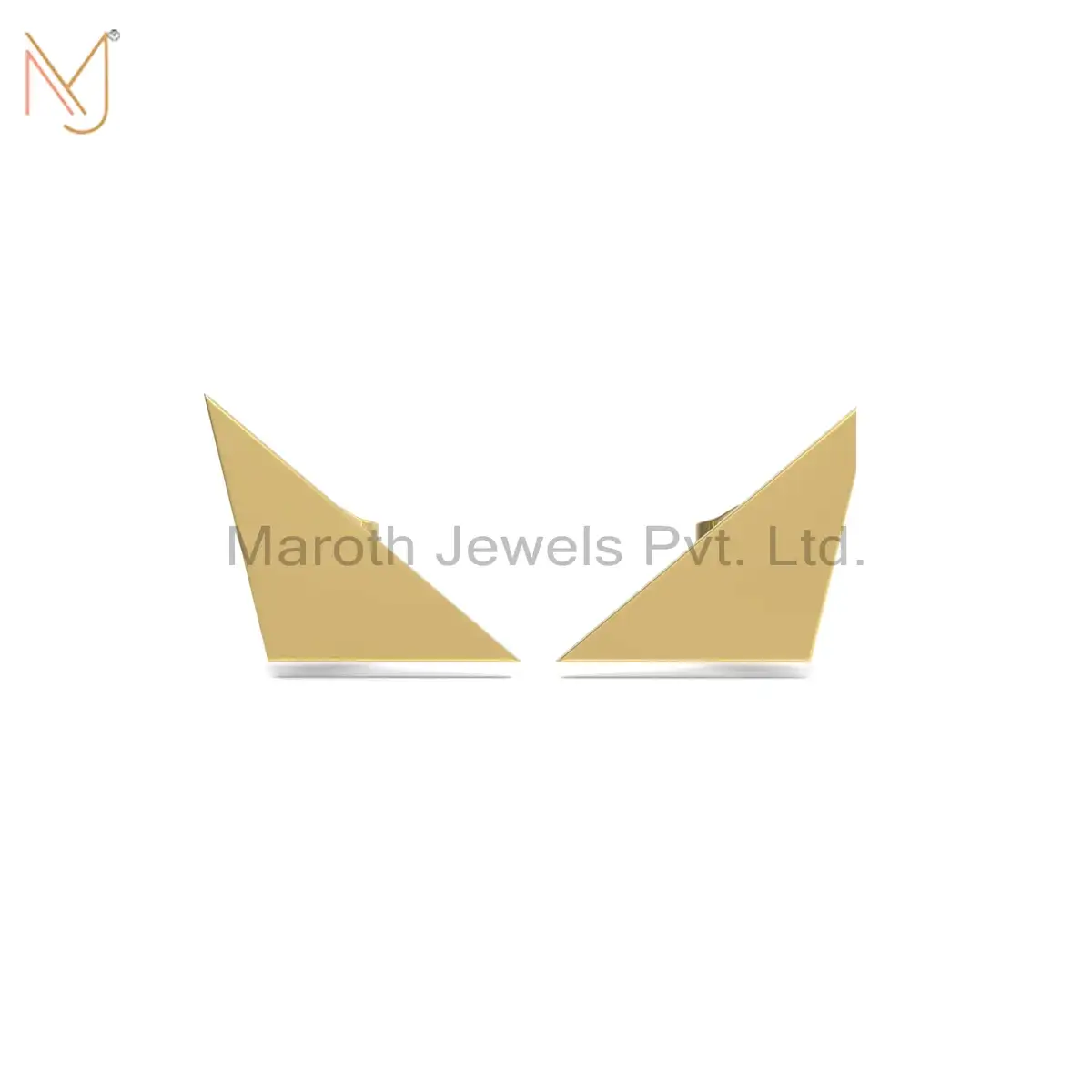 925 Silver Yellow Gold Plated Tringle Shape Stud Earring Jewelry Manufacturer