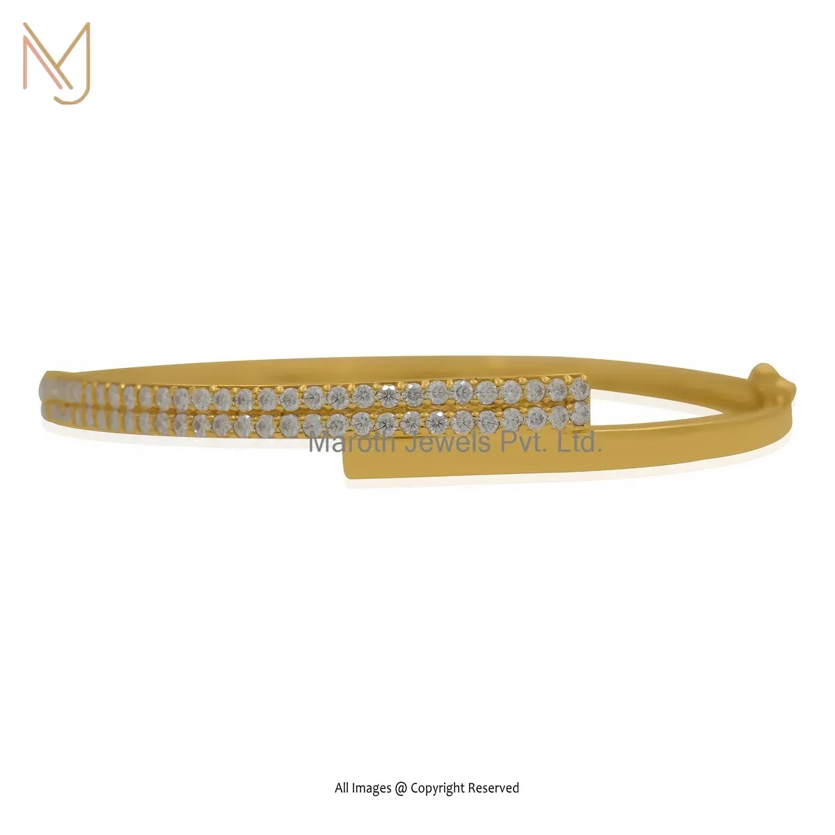925 Silver Yellow Gold Plated Moissanite Bangle Custom Jewelry
