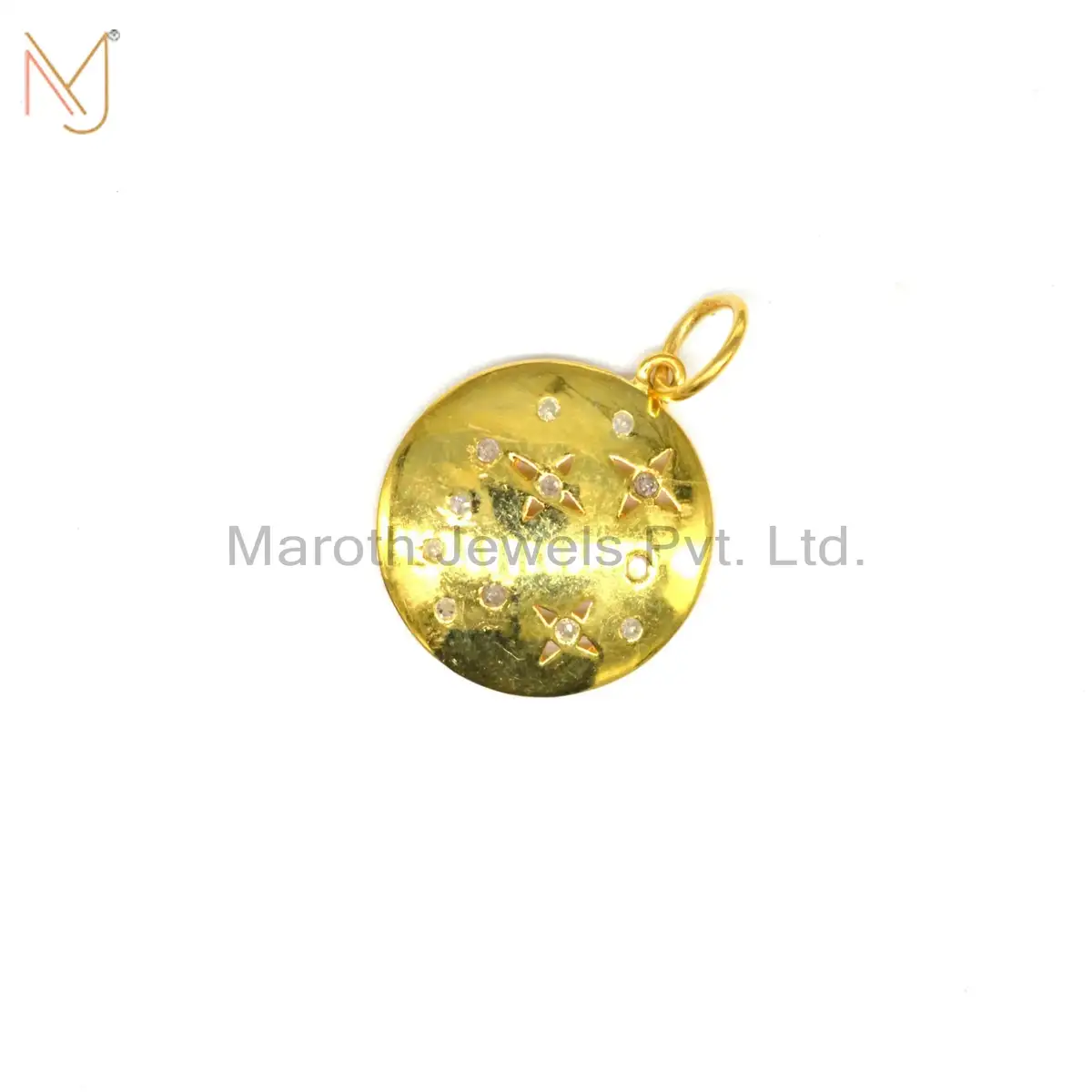 Wholesale 925 Sterling Silver Yellow Gold Plated Pave Diamond Pendant