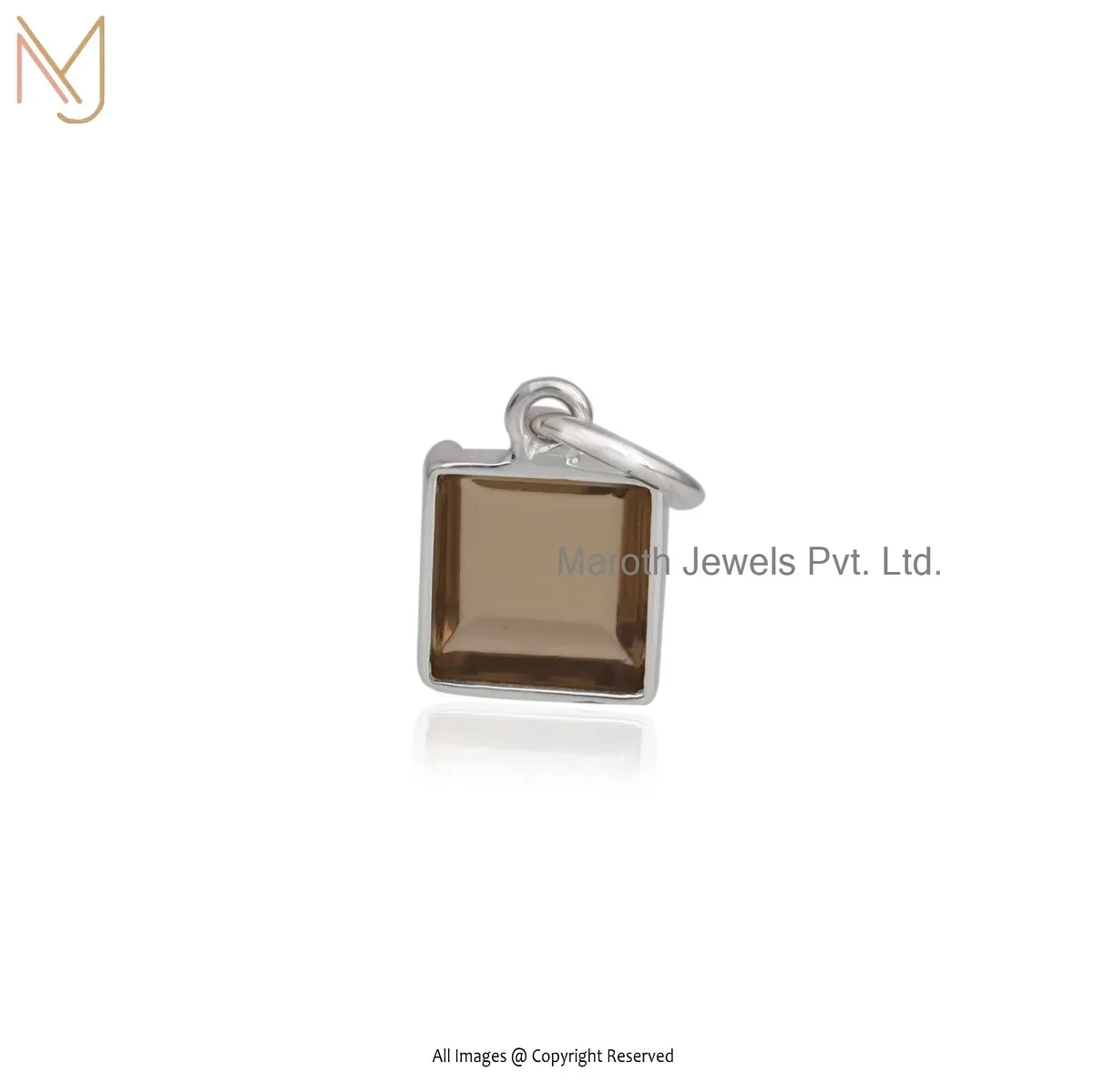 Wholesale 925 Silver Yellow Gold Plated Smoky Quratz Gemstone Solitaire Pendant