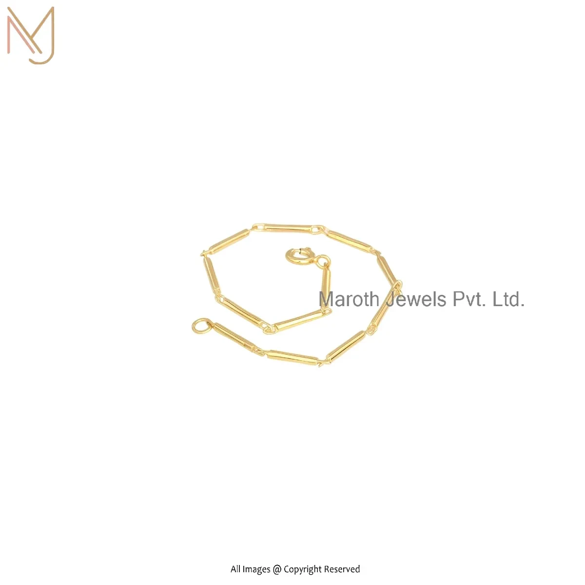 14K Yellow Gold Link Charm Chain Bracelet Custom Jewelry