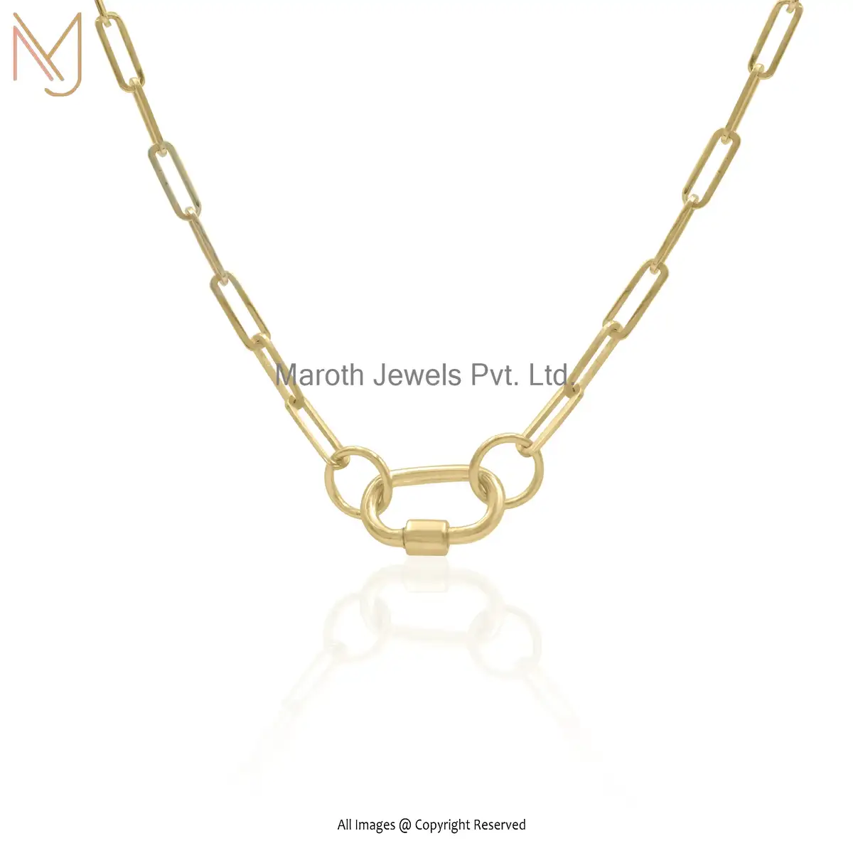 925 Silver Yellow Gold Plated Carabiner Lock Manufacturer