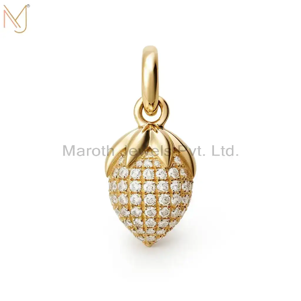 Private Label 925 Silver Yellow Gold Moissanite Pave Pineapple Pendant