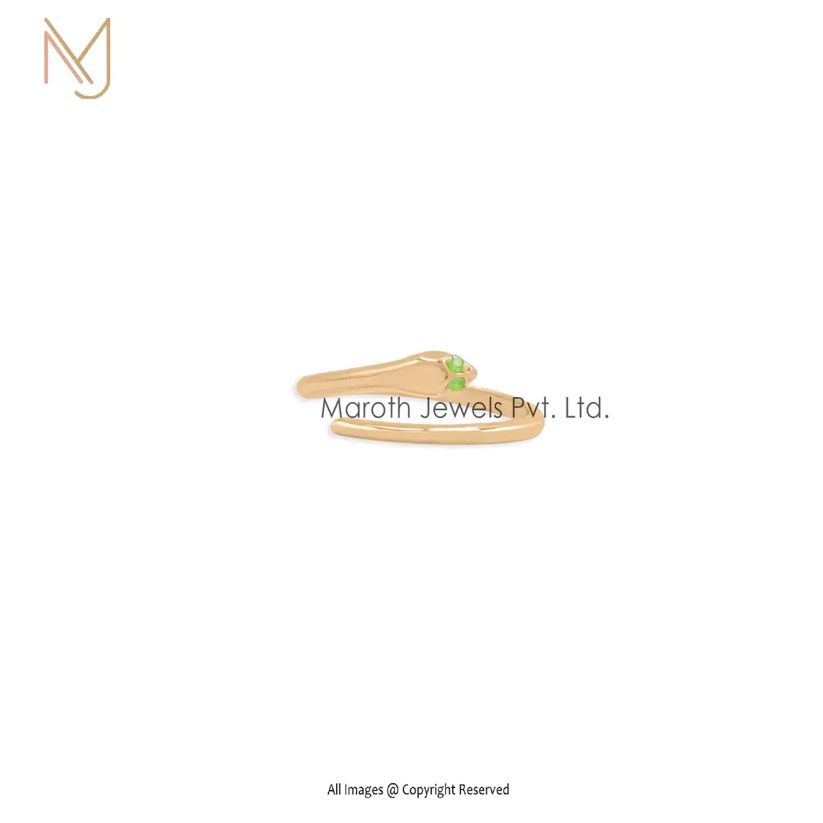 14k Yellow Gold Diamond Snake Ring