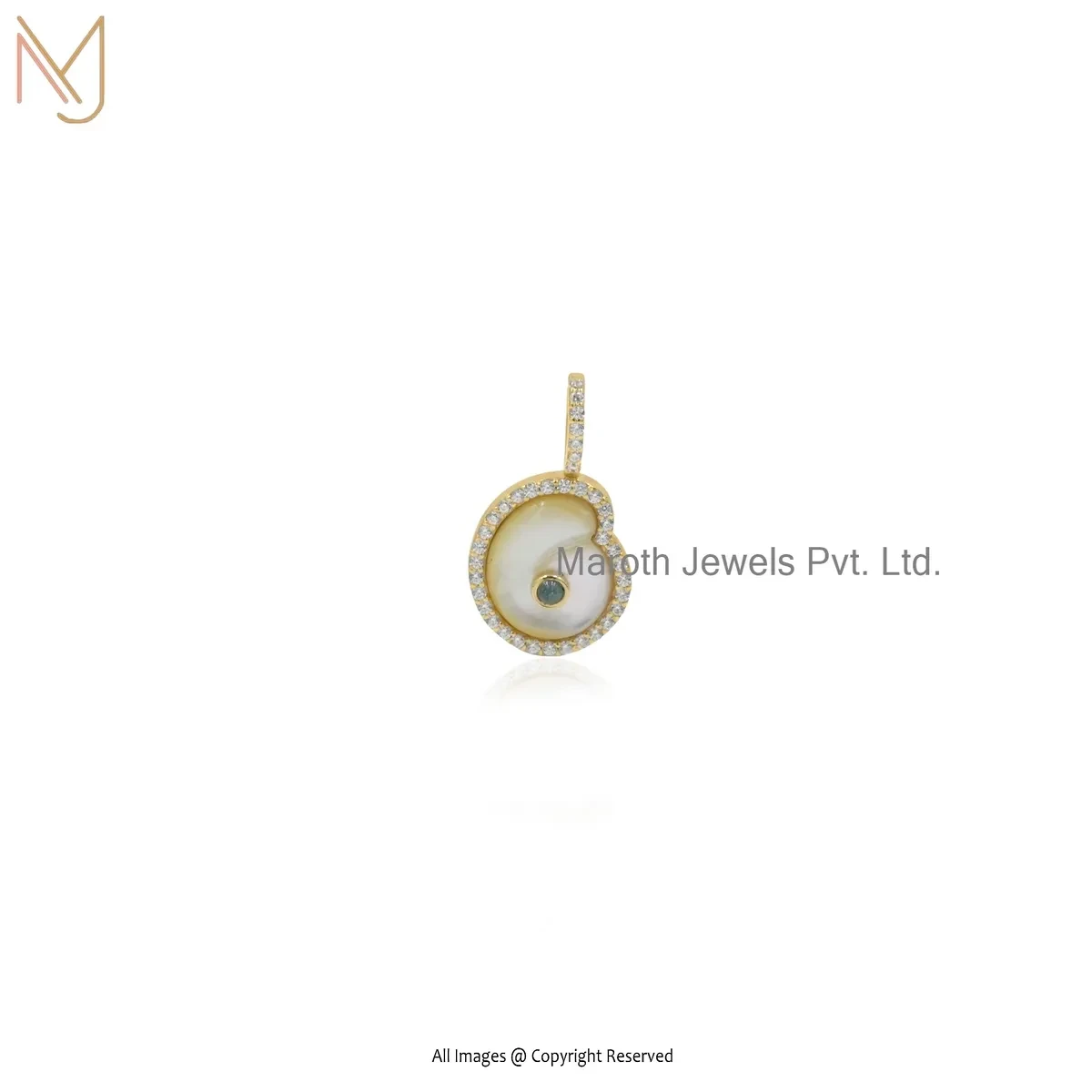 14K Yellow Gold Mother Of Pearl Gemstone Shell Pendant Manufacturer
