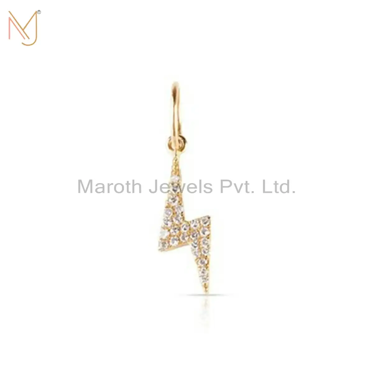 925 Silver Yellow Gold Pave Diamond Thunder Bolt Pendant Jewelry Manufacturer