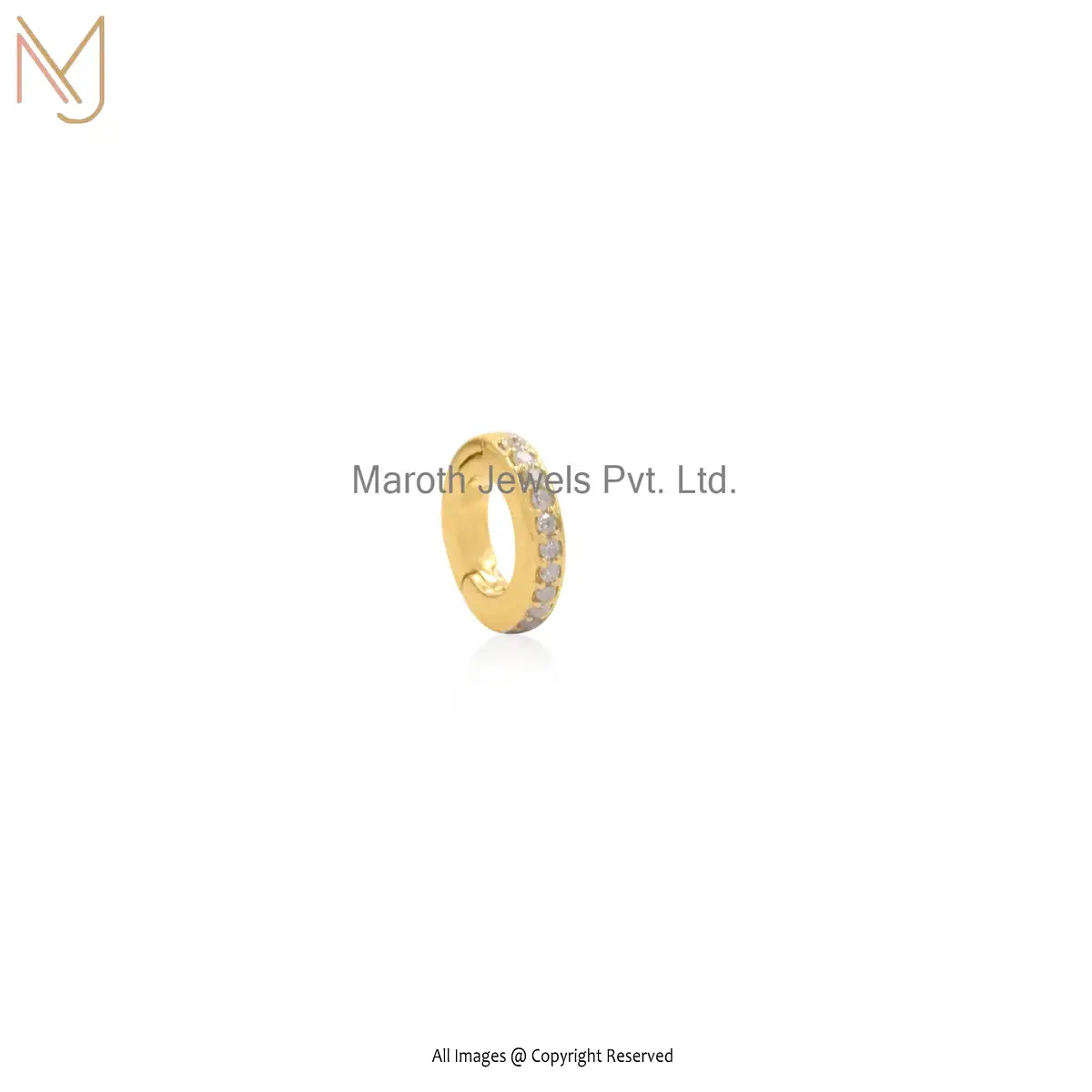 Wholesale 925 Silver Yellow Gold Plated Round Diamond Enhancer Charm Holder