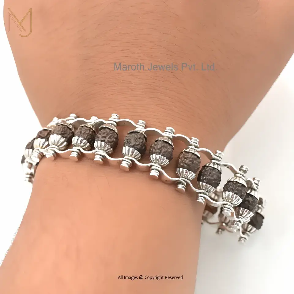 14K White Gold Rudraksh Bracelet Jewelry Supplier