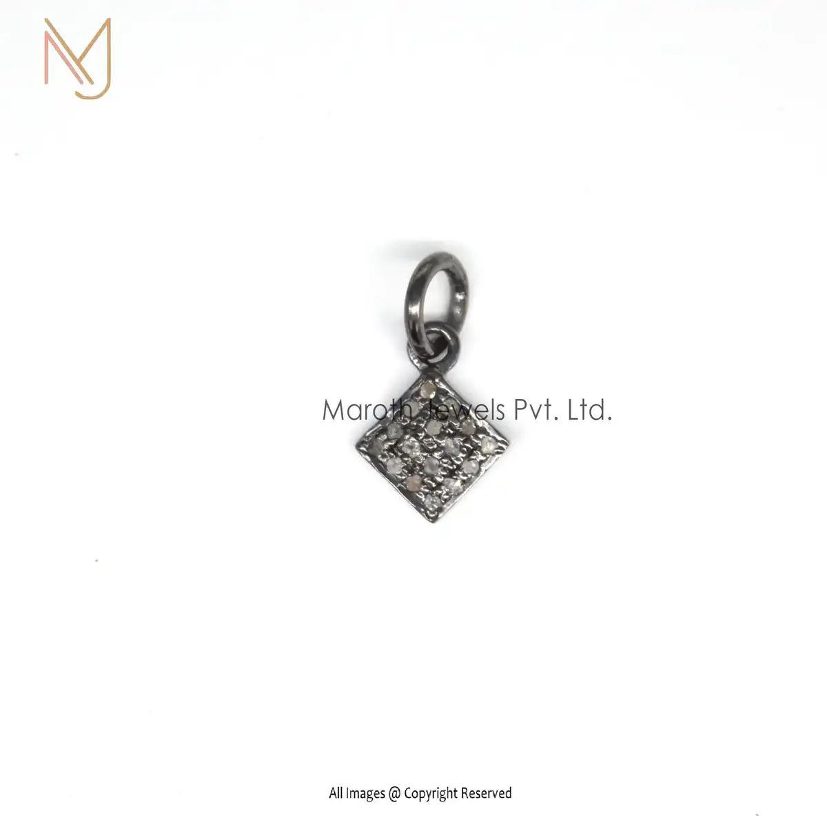925 Silver Black Rhodium Plated Pave Diamond Charms Pendants Jewelry Supplier