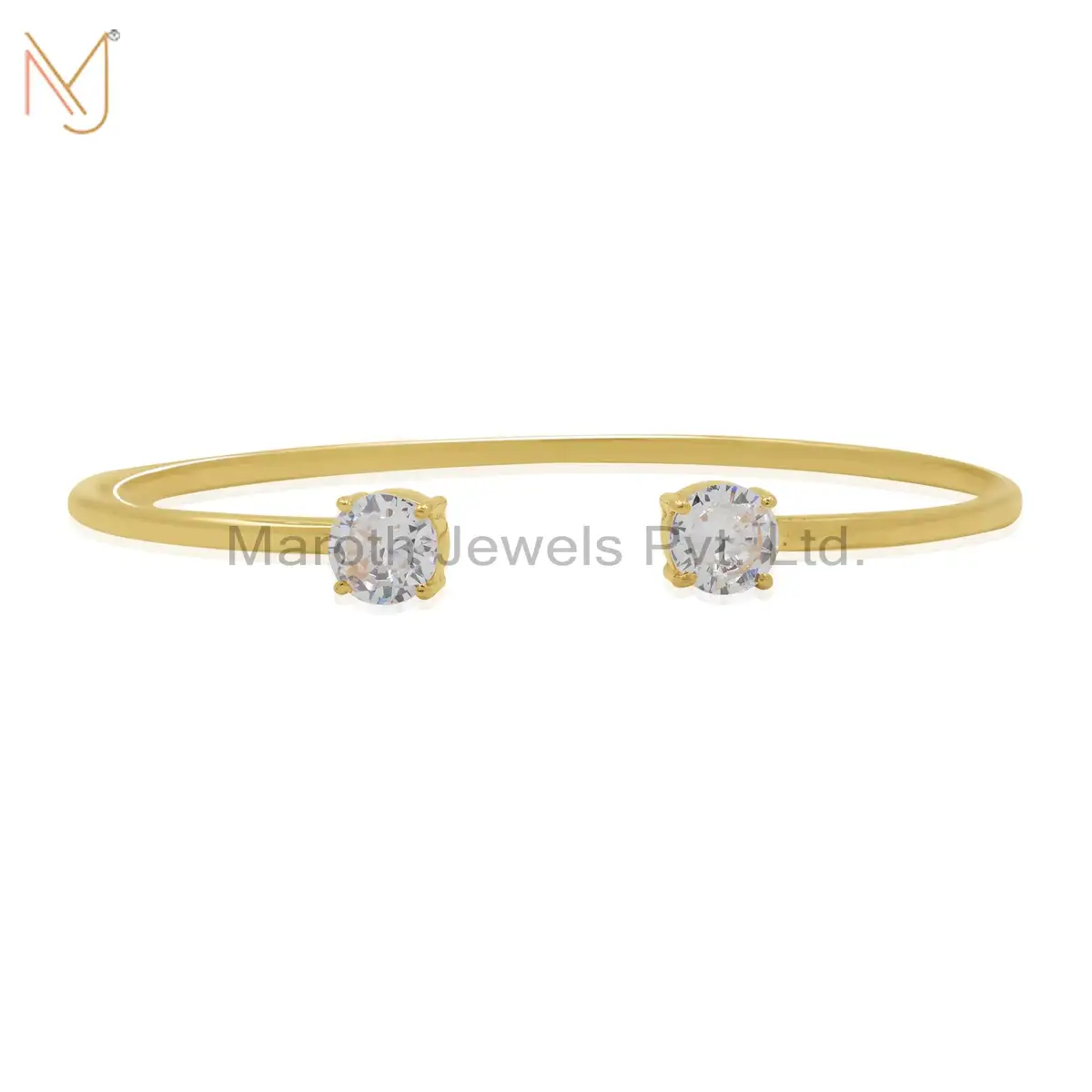 925 Sterling Silver Yellow Gold Plated CZ Band Bangles Jewelry Supplier