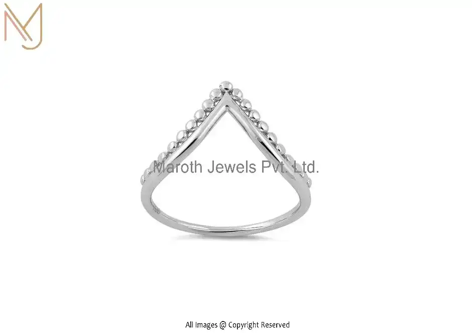 925 Sterling Silver V Shape Beads Ring Manufacturer