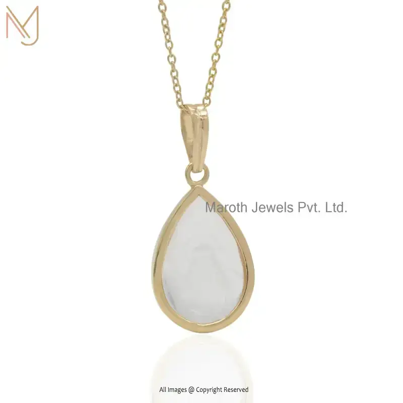 925 Silver Yellow Gold Plated Crystal Quartz Ocean Gemstone Pendant Manufacturer