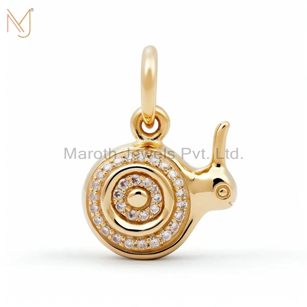925 Sterling Silver Yellow Gold Plated Moissanite Snail Pendant Manufacturer