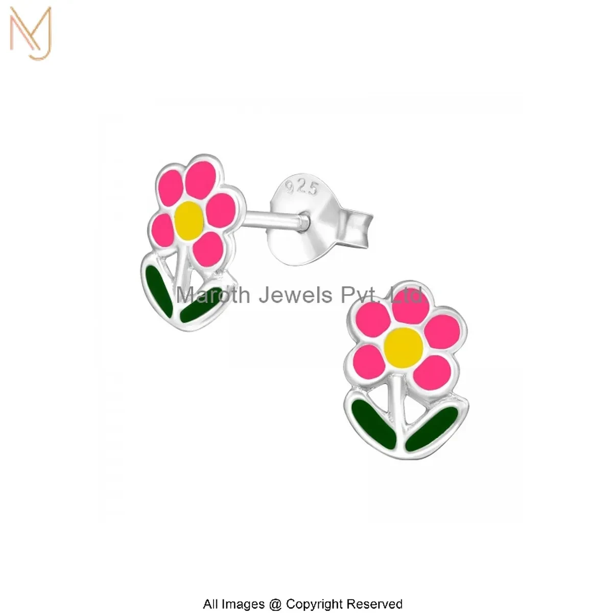 14K White Gold Tiny Bloom Studs Earring Manufacturer