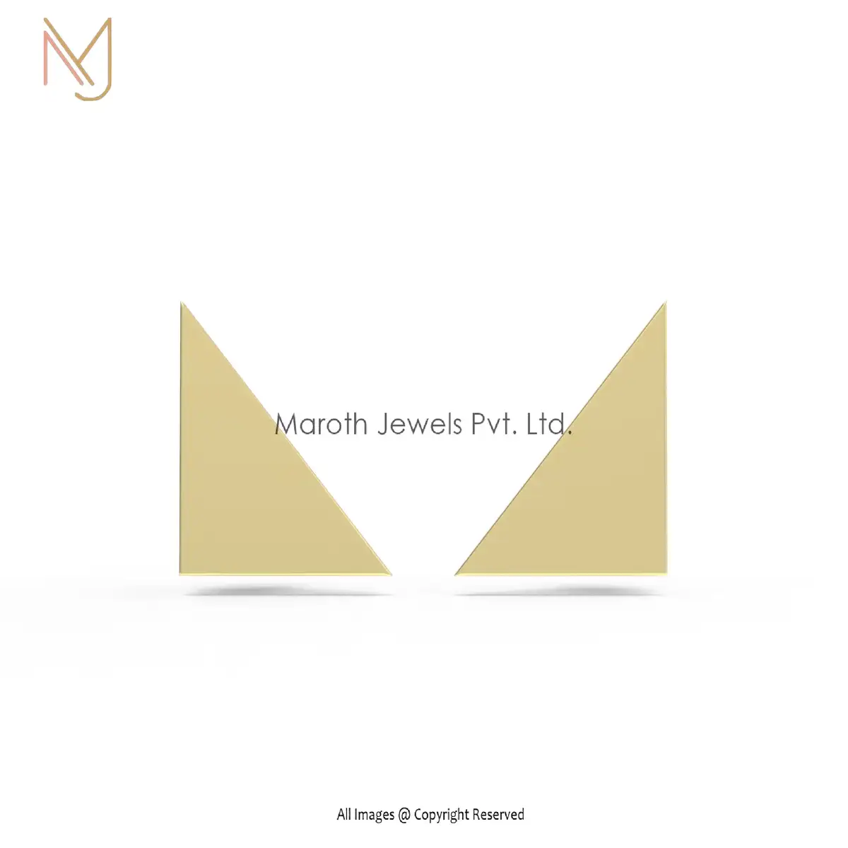14K Yellow Gold Triangle Stud Earring Handmade Jewelry Manufacturer