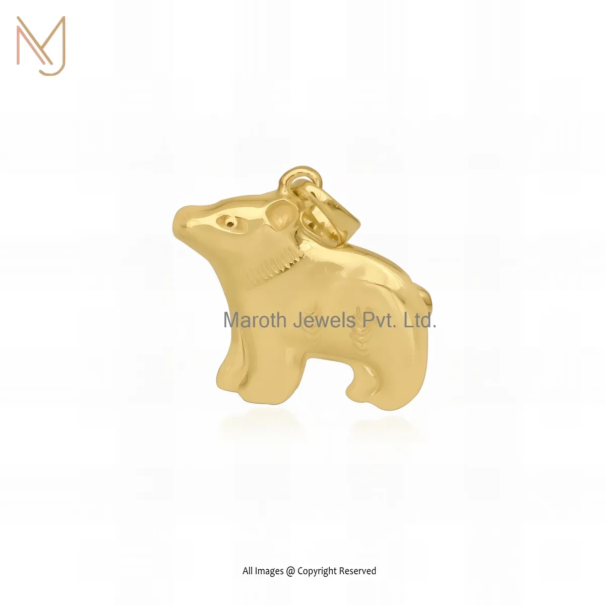 14K Yellow Gold Bear Charm Pendant Jewelry Supplier