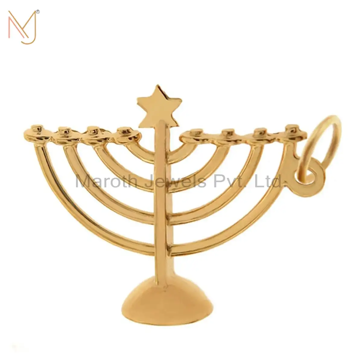 925 Silver Yellow Gold Vermeil Menorah Charms Pendant Jewelry Manufacturer
