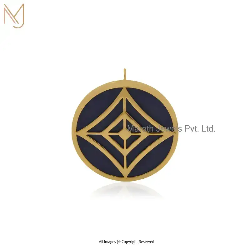 Wholesale 925 Silver Yellow Gold Plated Lapiz Lazuli Sacred Pendant Jewelry